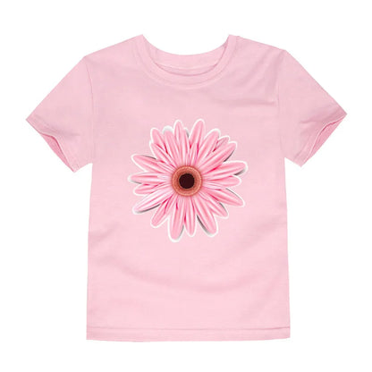 Butterfly Flower T Shirt for Girls 2 to 3 4 5 6 7 8 9 10 11 12 Years Summer Clothes 100% Cotton Tee Shirts Yellow Purple Tshirts