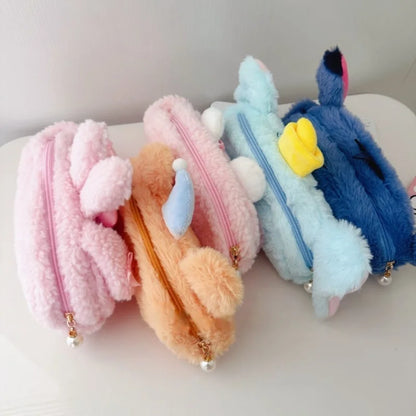 Cartoon My Melody Butter Bear Plush Makeup Bag Cute Anime Pencil Case Large Capacity Student Pencil Case Storage Bag Gifts Girl