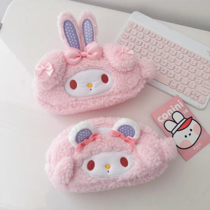 Cartoon My Melody Butter Bear Plush Makeup Bag Cute Anime Pencil Case Large Capacity Student Pencil Case Storage Bag Gifts Girl