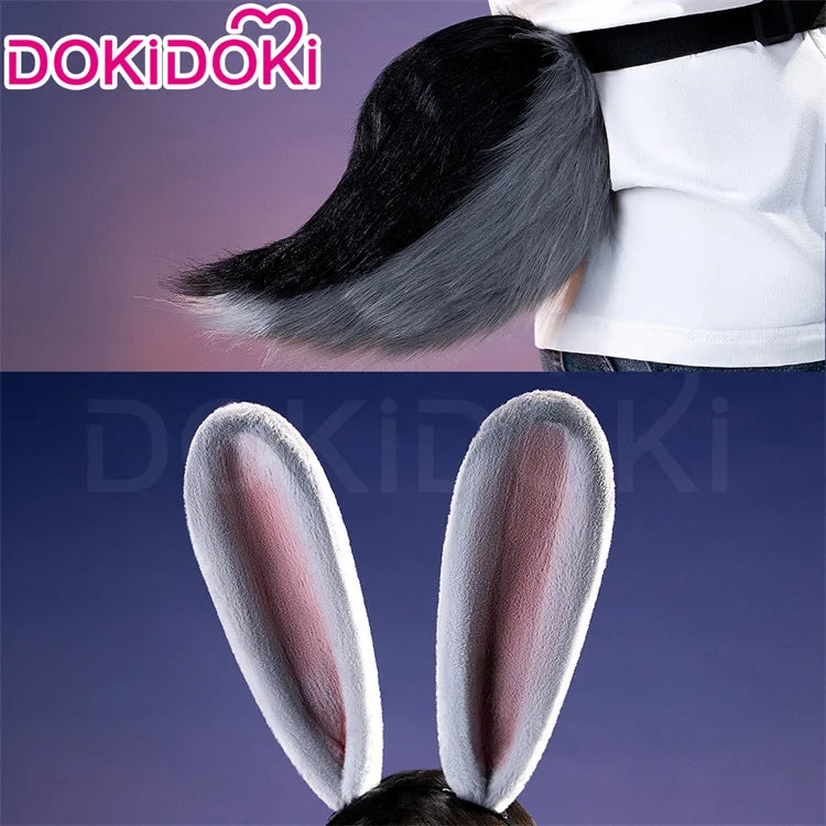 IN STOCK Judyy Hoppss Wig Movie DokiDoki Women Long 90cm Grey Twintails Hair Rabbit Judyy Hoppss Chirstmas Cosplay Free Cap Wig