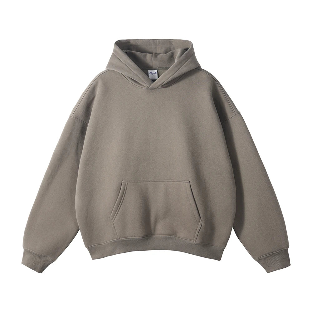 ZODF New Thick 350gsm Fleece Hooded Hoodies For Men Unisex Winter Oversized Loose Basic Solid Sweatshirts Pullovers Coats HY0631