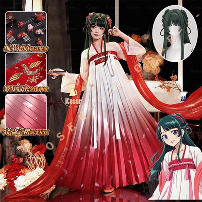 Maomao Cosplay Costume Red Dress Wig Anime The Apothecary Diaries Season 2 Kusuriya No Hitorigoto Halloween Party for Women Girl