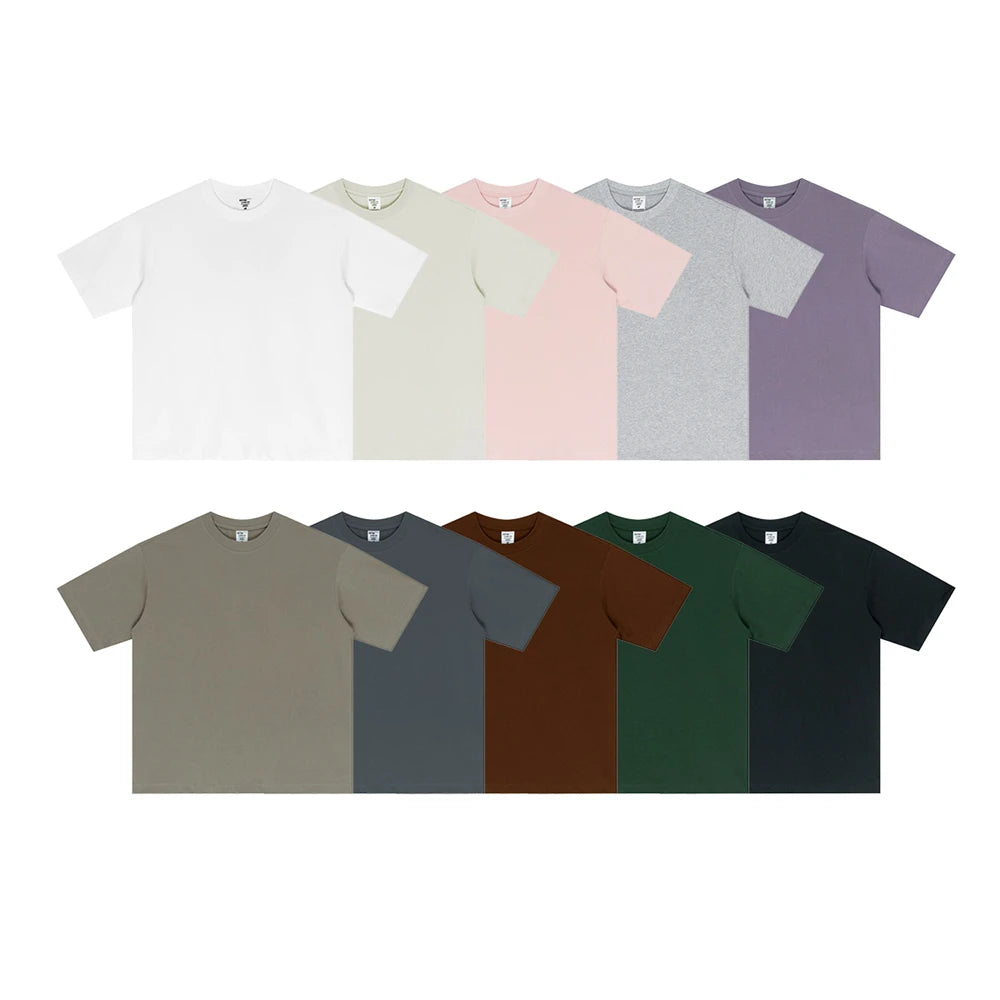 ZODF New 2025 Men Basic Solid 255gsm Cotton T-Shirts Unisex Loose Breathable Comfortable T Shirt Brand Clothes HY0973