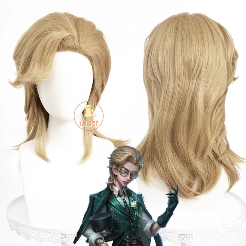 Identity V Art Dealer Cosplay Costume Wig Knight Richard Sterling Uniform Glasses Hat Roy Ramit Halloween Party for Women Men