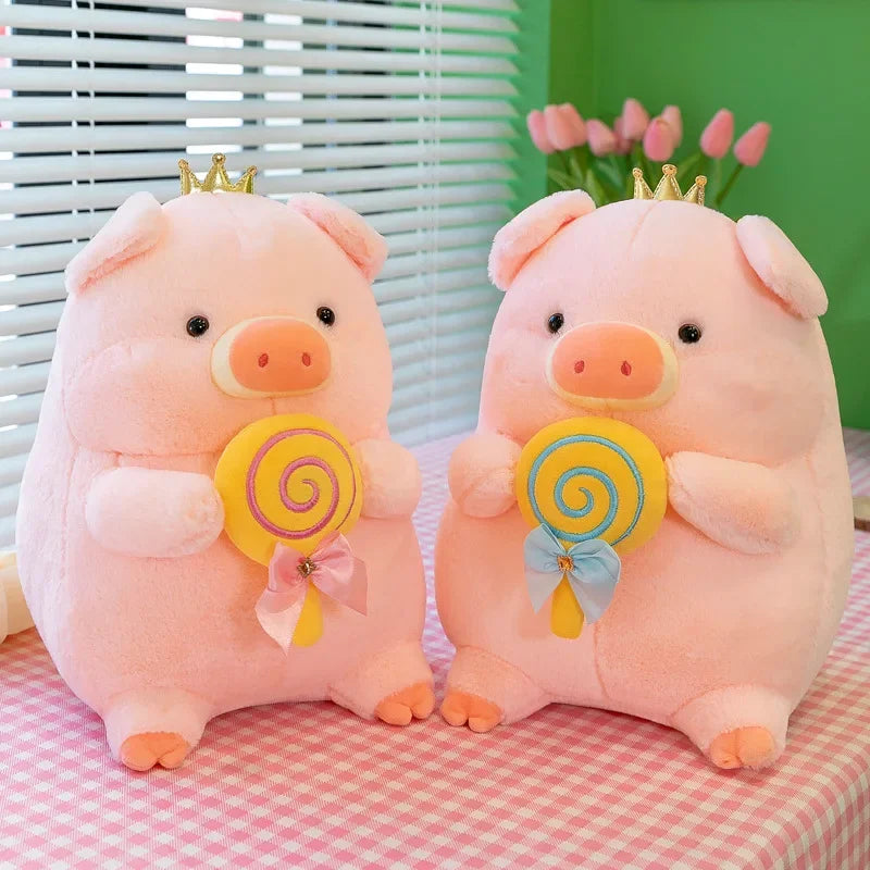New 30cm Crown Stick Pig Doll Dwen Dwen Pig Plush Toy Children's Doll Cloth Doll Indoor Decoration Children's Gift