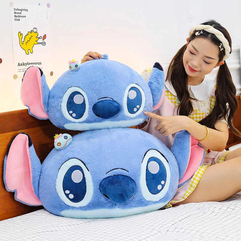 55/80cm Disney Lilo and Stitch Pillow Plush Toy Cartoon Anime Stuffed Kawaii Scrump Stich Doll Plushie Kids Birthday Xmas Gifts