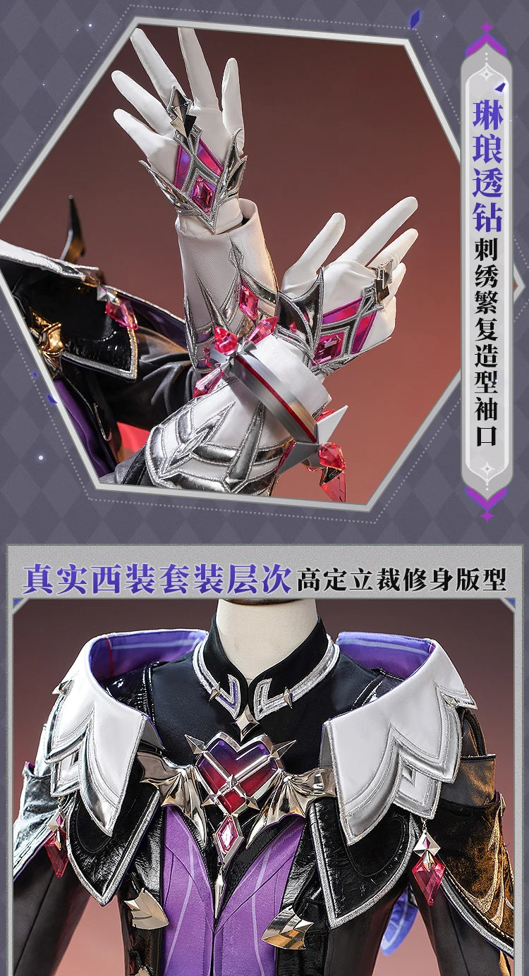 Genshin Impact Durin Cosplay Costume Wig Uniform Outfit Headwear Metal Props Halloween Party for Women Men Carnival Role Play