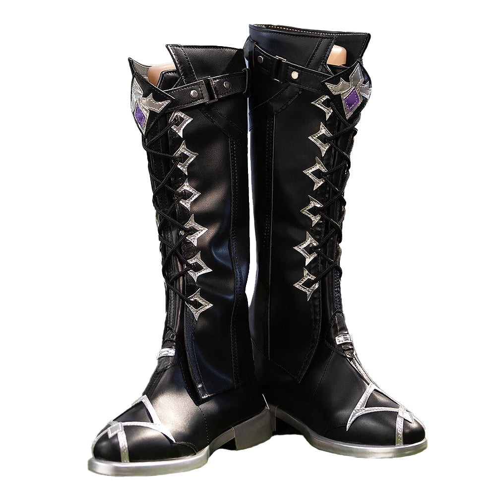 IN STOCK Flins Cosplay Shoes Game Genshin Impact DokiDoki Men Long Black Boots Kyryll Chudomirovich Flins Halloween Cosplay