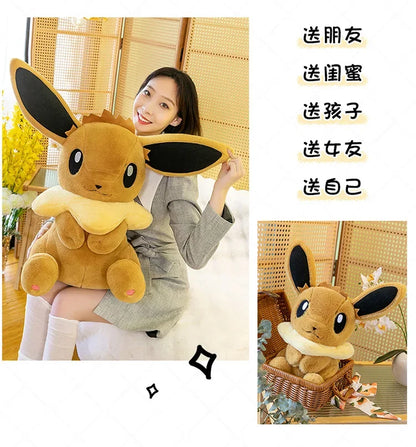 50/60/75CM Pokemon Eevee Plushies Cartoon Anime Kawaii Big Size Ornament Peluche Children Toy Stuffed Comfortable Soft Doll Gift