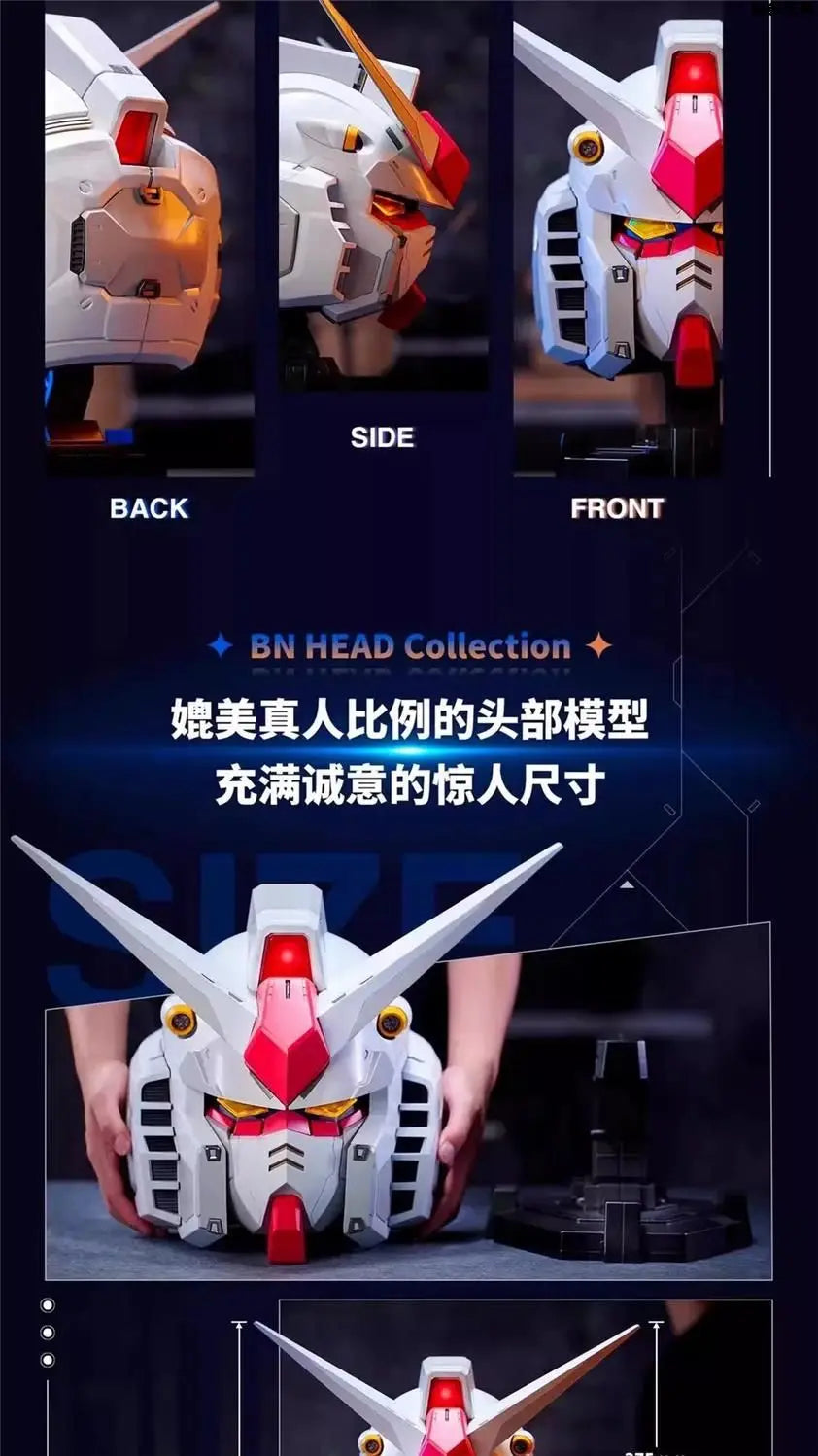 Gunpla Rx-78 Gundam BN Head Collection Action Figures Wearable Robot Helmet Kits Model Cosplay Birthday Gift for Kids