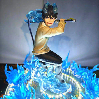 Ao no Exorcist Anime Okumura Rin Action Figures Flames of Satan Blue Flames DIY Led Night Lamp Figurine Toys PVC Model Collector