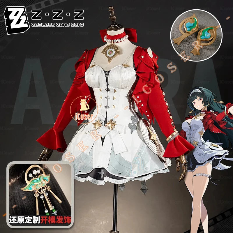 Astra Yao Cosplay Costume Wig Dress Zenless Zone Zero Uniform Headwear Earrings Stars of Lyra Halloween Party Women Girls Props