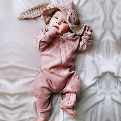 Baby Rompers Boys Girls Newborn 0 to 3 6 9 12 18 Months Boutique Cotton Long Sleeve Rabbit Ear Infant Onesie Spring Fall Clothes