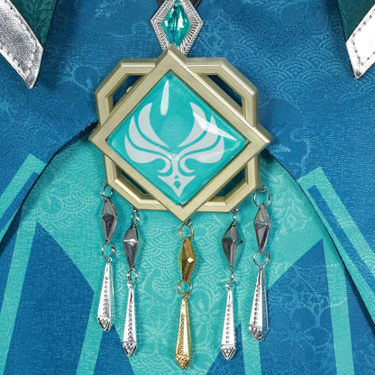 Lan Yan Cosplay Costume Wig Dress Genshin Impact Headwear Liyue Spring Woven From Jade Halloween Party for Women Girls Accessory