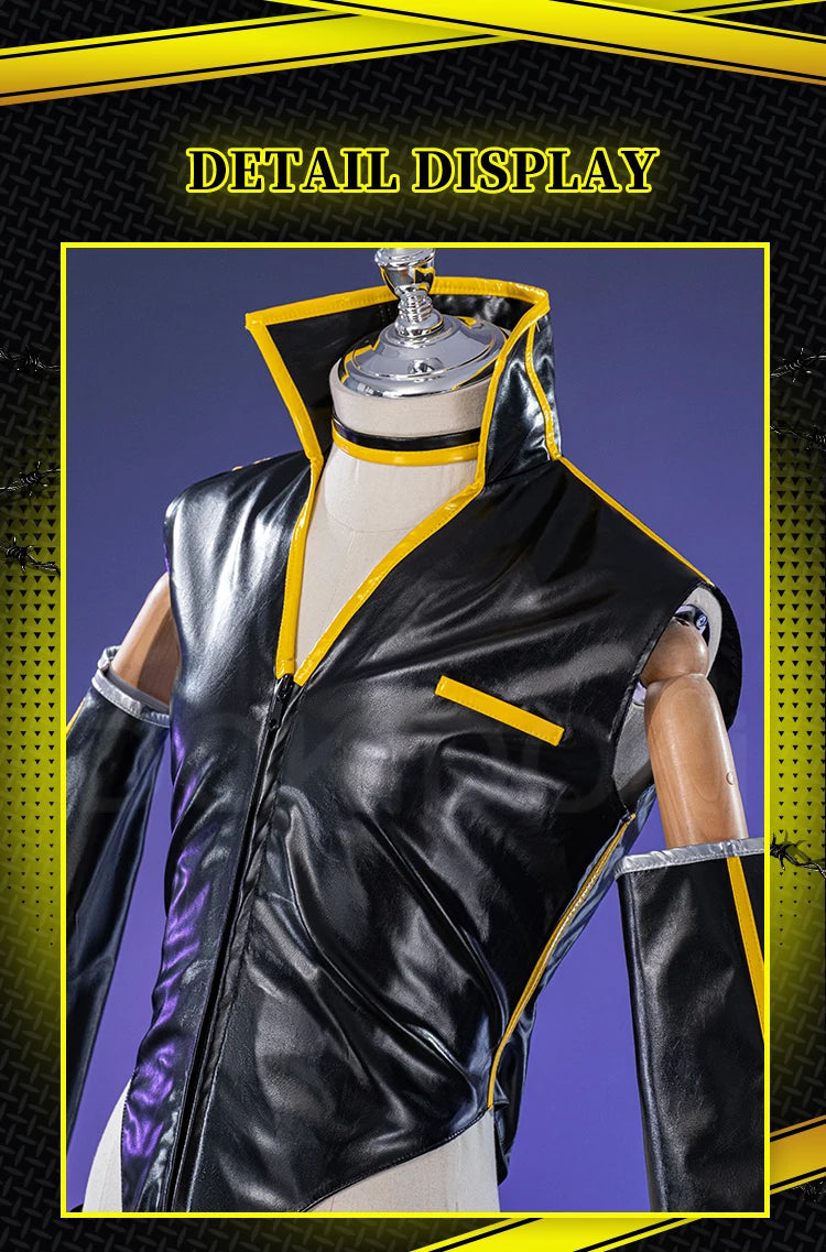 Lenn Cosplay Costume DokiDoki-R Men Black Punk Costume Lenn Cosplay Costume Men Cosplay Black Uniform Male