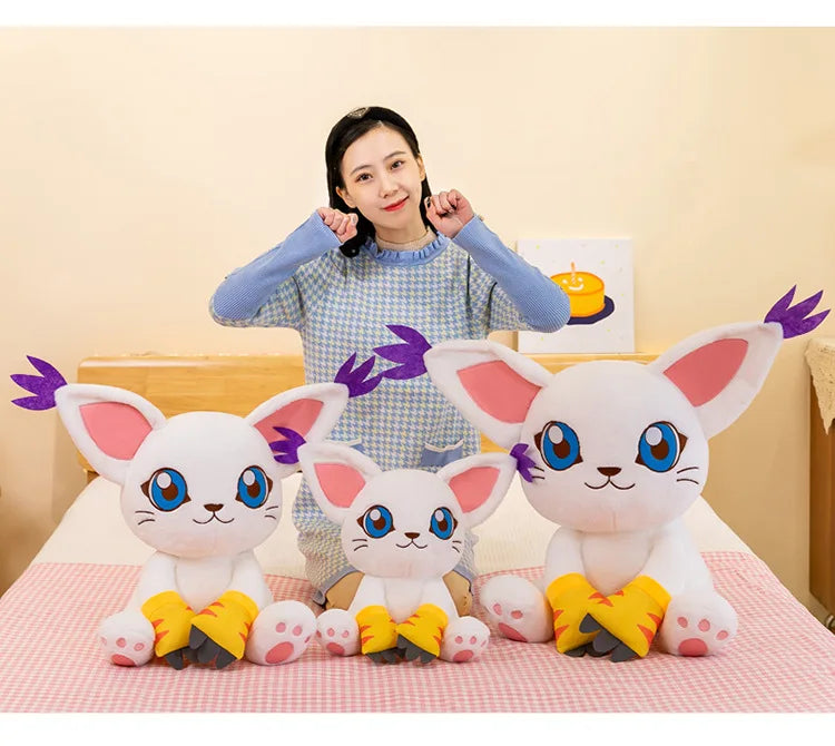 40-80CM Large Big Size Gatomon Plushies Tailmon Peluche Cartoon Anime Plush Comfortable Soft Doll Children's Ornament Toy Gifts