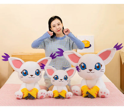 40-80CM Large Big Size Gatomon Plushies Tailmon Peluche Cartoon Anime Plush Comfortable Soft Doll Children's Ornament Toy Gifts