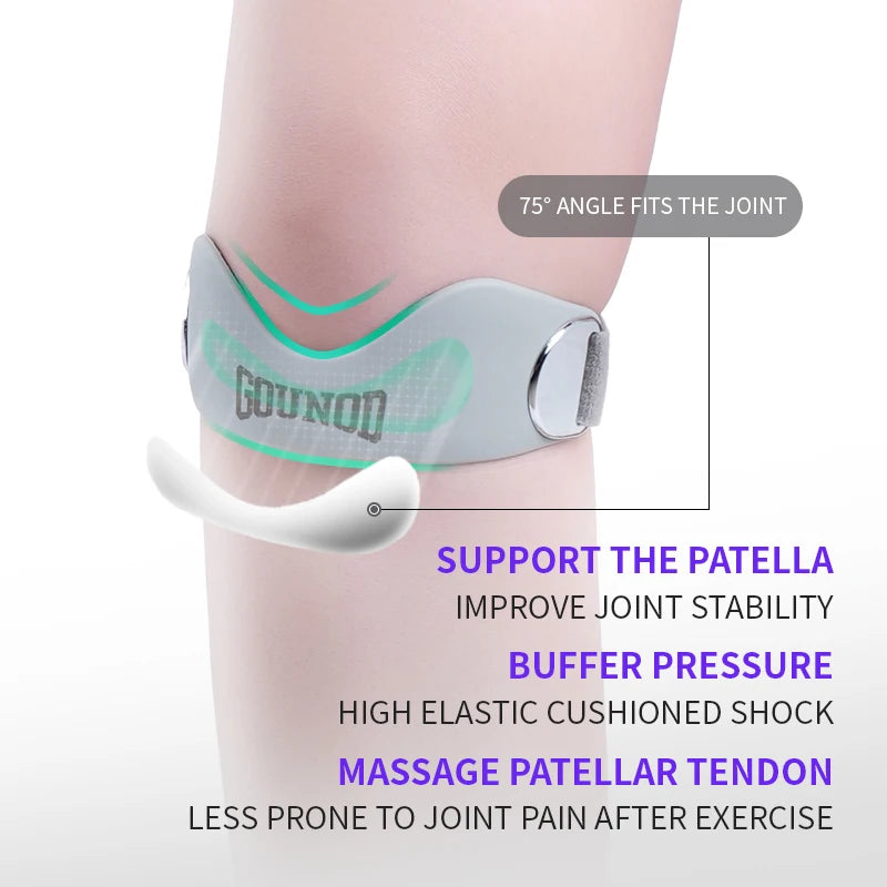 Patella Tendon Knee Strap for Pain Relief Elastic Silicone Stabilizer Brace with Patellar Ring Protection