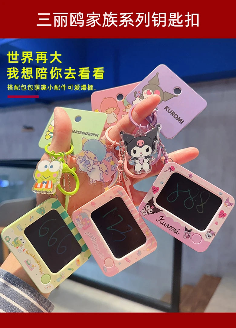 Genuine Sanrio Hello Kitty Kuromi Melody Pachacoo Cinnamoroll Hangyodon Gudetama Writ Boar Graffiti Toy Keychain Birthday Gift