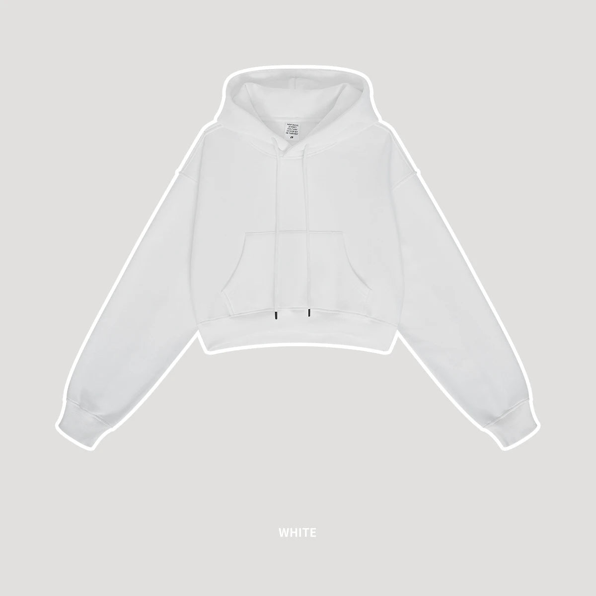 ZODF Chic Sexy Women Super-short Fleece Cropped Hoodies Girl Female Hip Hop Loose 345gsm Solid Hooded Pullover Streetwear HY0340