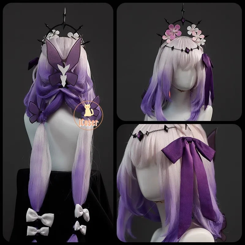 Honkai Star Rail Castorice Cosplay Costume Wig Dress Headwear Earrings Butterfly Props Halloween Party for Women Girls Carnival