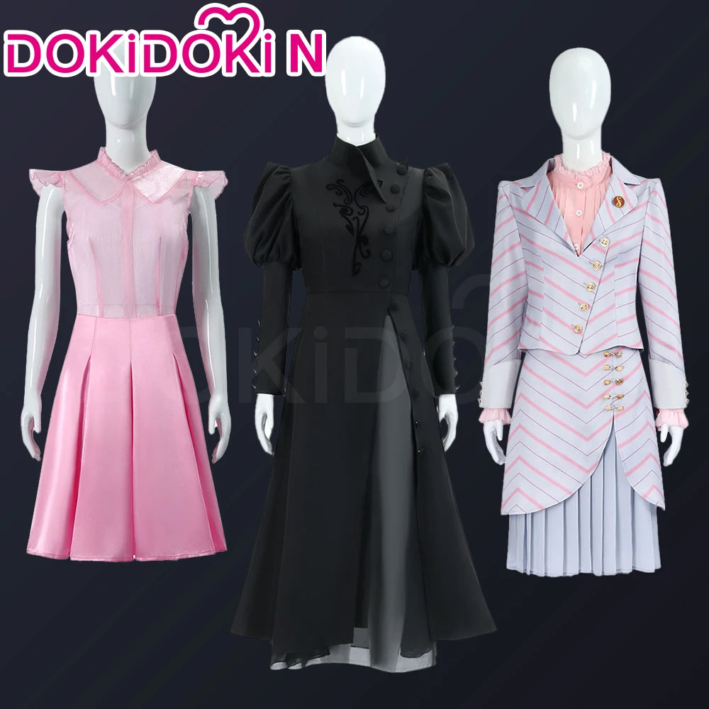Glinda Elphaba Cosplay Costume Wicked Cosplay【XS-3XL】DokiDoki-N Women Black Pink Dress Glinda Cosplay School Uniform Plus Size