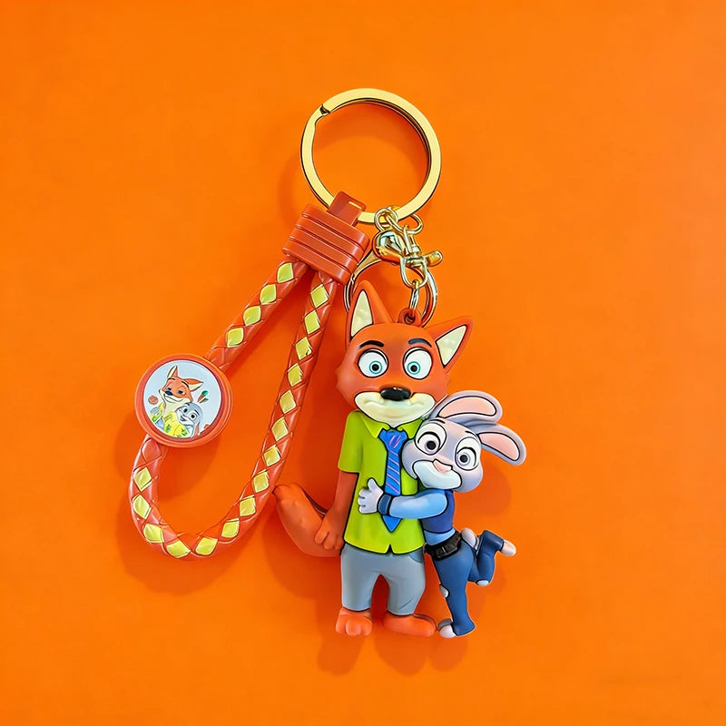 Disney Zootopia Toys Durable Keychian Action Figures Judy Hopps Emmitt Otterton Man Women Kids Car Keyring Girl Birthday Gift