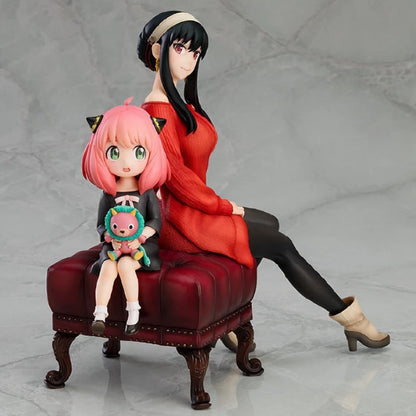 15cm Spy×Family Anya Forger and Yor Sitting on Sofa Anime Figure Model Statue Desktop Decoration Toy