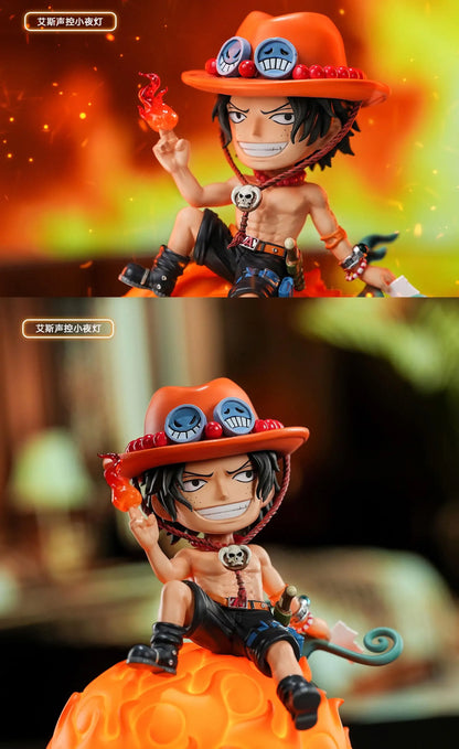 One Piece jimei Devil Fruit Serie Voice-Controlled Night Light Luffy Nico Robin Chopper Portga·D· Ace Anime Figure Desktop Model