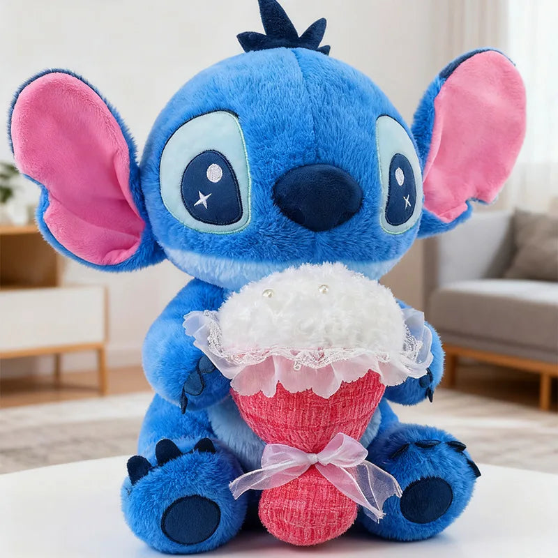 30/70CM Lilo and Stitch Disney Plush Toys Anime Cartoon Stuffed Xmas Rose Bouquet Angel Stich Doll Plushie Kids Birthday Gifts