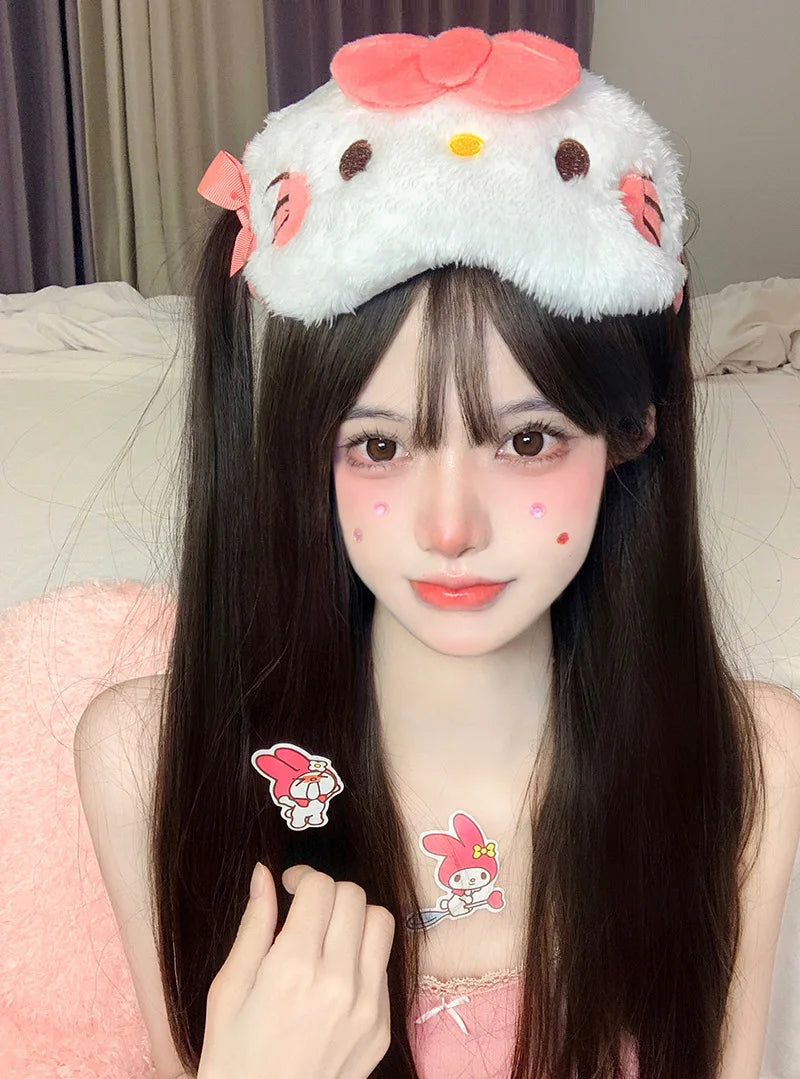 New Kawaii Sanrio Cinnamoroll Plush Eye Mask Anime Cinnamoroll Blackout Eye Mask Lunch Break Sleep Ladies Eye Protection