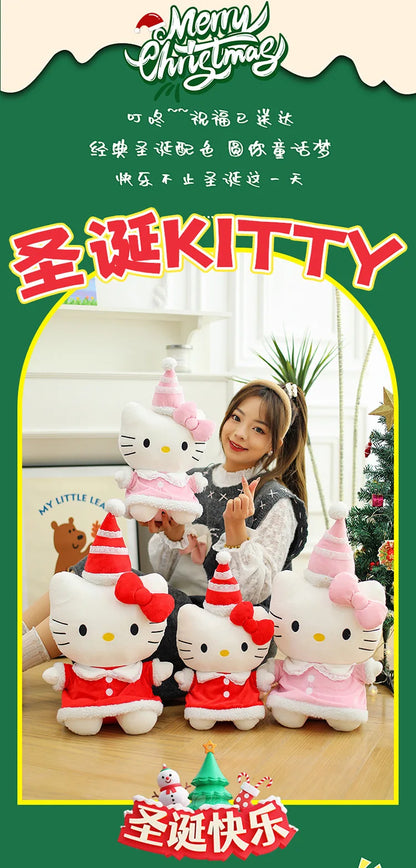 New Sanrio Hallo Kitty Plush Toy Doll Pillow Christmas Kt Cat Plush Toy Cute Hat Kitty Doll Katie Cat Pillow Girl Holiday Gifts