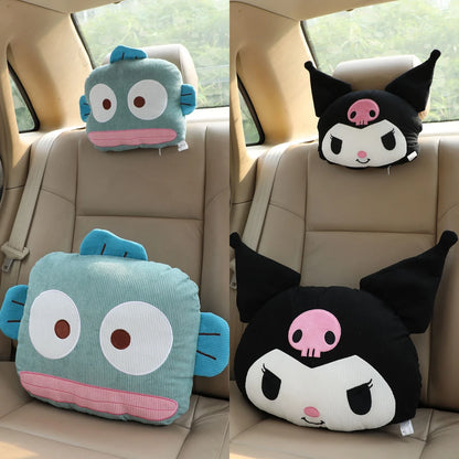 Sanrio Tuxedo Sam Kuromi Hangyodon Back Cushion Car pillow Thickened Corduroy Stuffed Anime Throw Pillow Sofa Home Decor