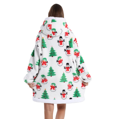 Oversized Hoodie Blanket for Adults Leopard Red Blue Black Fluffy TV Blanket Warm Thick Man Woman Winter Halloween Christmas Pjs