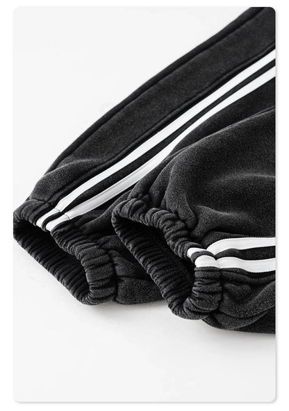 ZODF New Autumn Winter Men Fleece Sweatpants Women Unisex 332gsm Washed Ribbon Warm Joggers Pants Brand Clothes HY0877