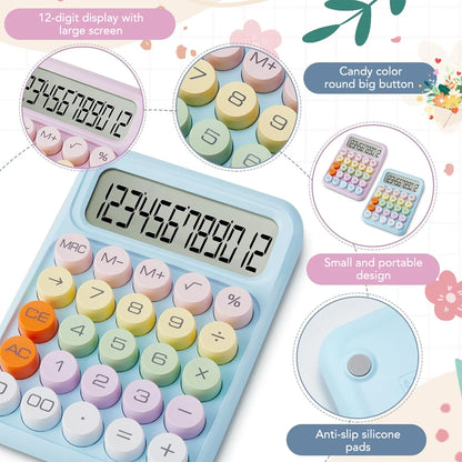 Keyboard Calculator Office 12-digit Mechanical Buttons Calculator Cute Candy Color School Supplies Students/Finance Stationery