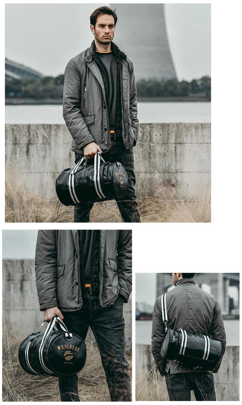 The Codex PU Leather Gym Bag Travel Tote Duffle for Men Sports Fitness Business Casual Weekend Outdoor Shoulder Handbag