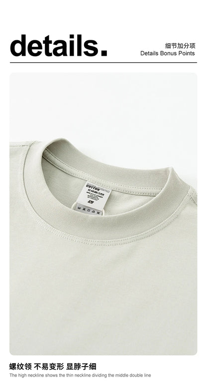 ZODF New 2025 Men Basic Solid 255gsm Cotton T-Shirts Unisex Loose Breathable Comfortable T Shirt Brand Clothes HY0973