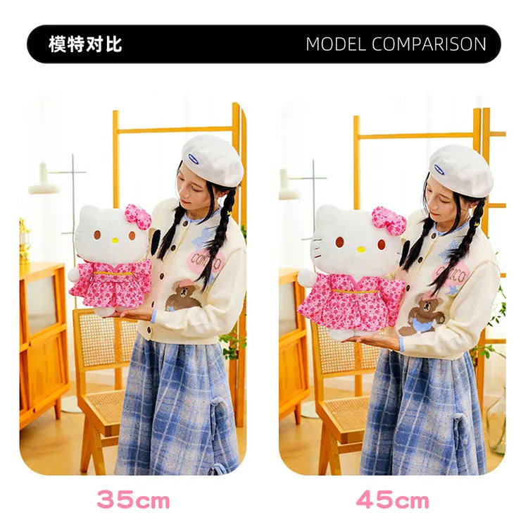 Sanrio Kawaii Hokkaido Japanese Kimono Hello Kitty Plush Toy Cute Sakura Kitten Stuffed Animal Kids Birthday Gift for Children