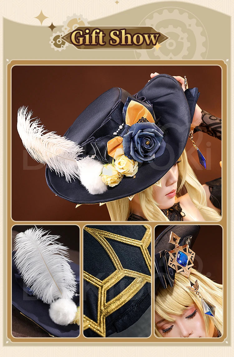 IN STOCK Navia Cosplay Costume Game Genshin Impact DokiDoki-SR Women Halloween Costume Metal Accessories Medieval Navia Wig