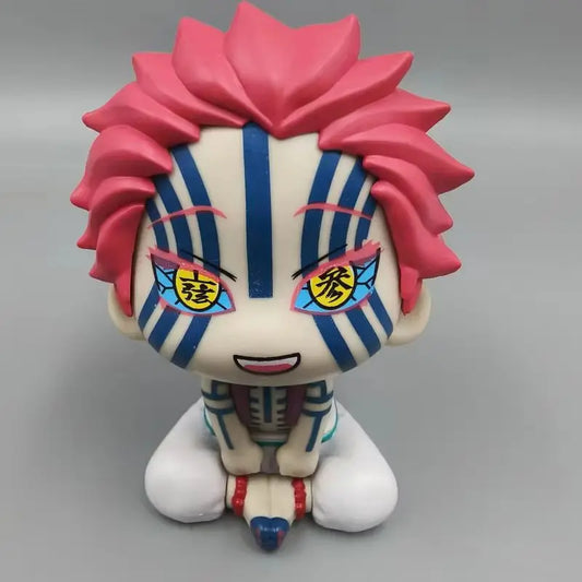 Demon Slayer Kimetsu No Yaiba Q Version Cute Upper Rank Three Akaza Head Movable Pvc Model Desktop Ornament Collection Fan Toy