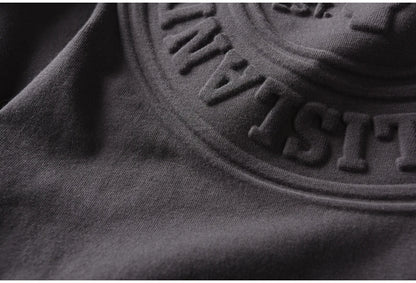 2025 Summer New American Retro Short-sleeved O-neck 3D Letter Printed T-shirt Men's Fashion 100% Cotton Washed Casual Sport Tops