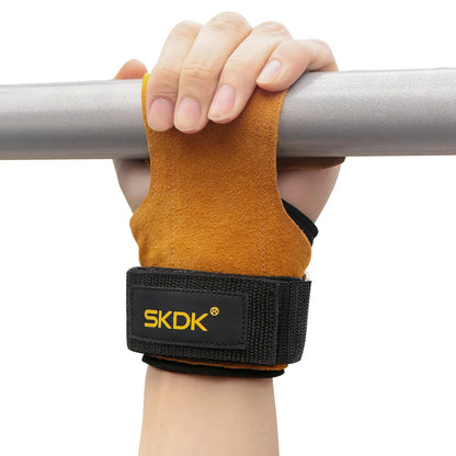 The Codex Cowhide Gym Grips with Wrist Wraps for Men and Women – Weightlifting Fitness Workout Palm Guards