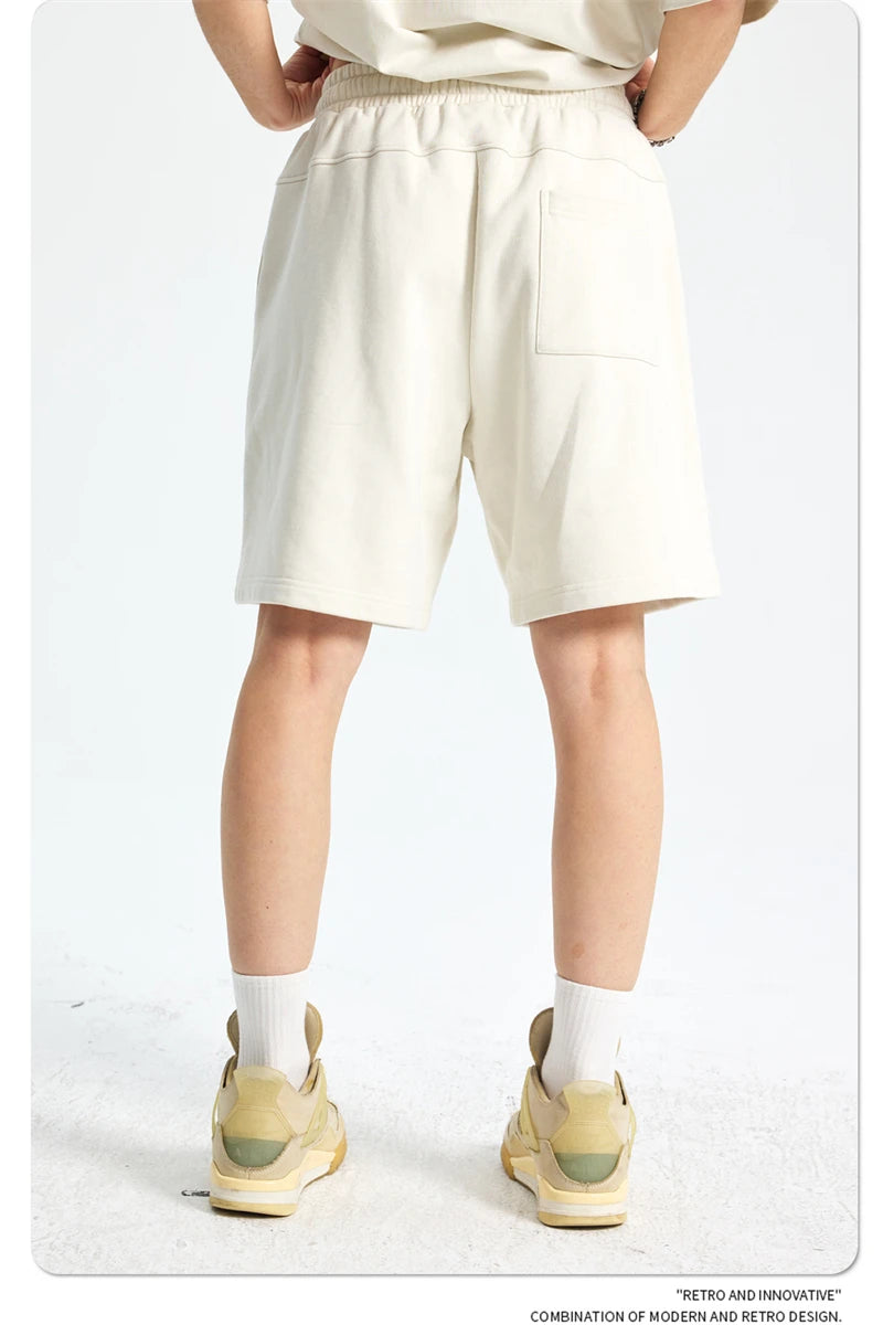 ZODF Trendy 2025 Men Summer Patchwork 345gsm Shorts Unisex Casual High Street Loose Fit Sport Solid Shorts Streetwears HY1053