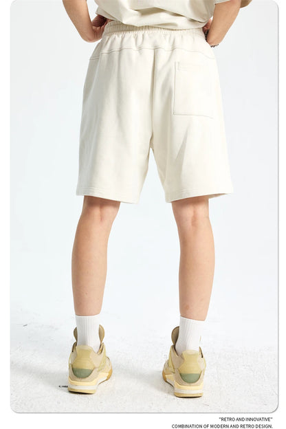 ZODF Trendy 2025 Men Summer Patchwork 345gsm Shorts Unisex Casual High Street Loose Fit Sport Solid Shorts Streetwears HY1053