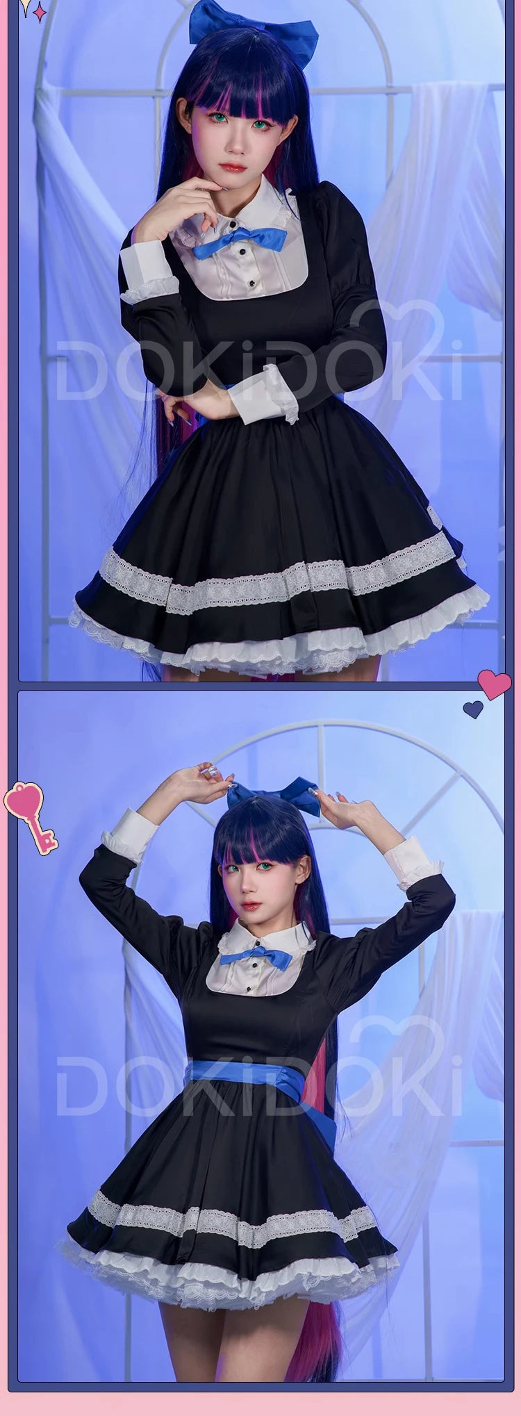 IN STOCK Stocking Cosplay Costume Anime DokiDoki-R Women Stocking Black Dress Cute Women Halloween Cosplay Female Cosplay