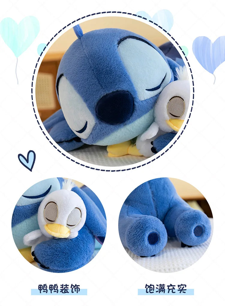 120cm Large Big Size Disney Stitch Holding Duck Anime Plush Stuffed Doll Room Plushies Pillow Ornaments Children's Holiday Gifts
