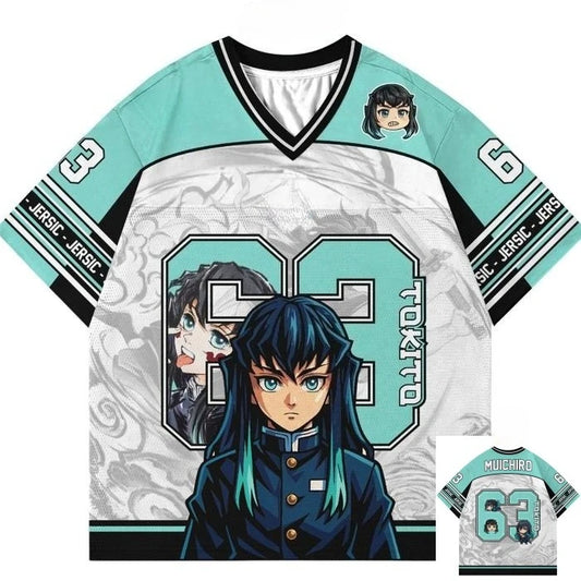 Demon Slayer Muichiro Tokito Anime Series Number 63 Jersey Oversize Kpop Baseball Hockey Outfit T-shirt Daily Unisex Tops Tees