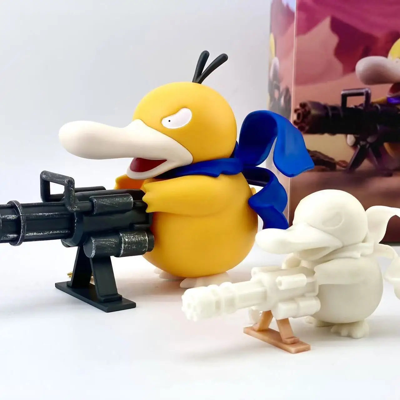 9-15cm Psyduck Anime Figure Gatling Gun Psyduck Action Figurine GK Collection Statue Model Car Ornament Desktop Decor Toys Gifts