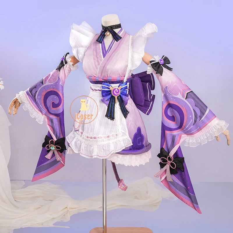 iCoser Genshin Impact Yumemizuki Mizuki Cosplay Costume Wig Dress Headwear Tail Natlan Halloween Party for Women Girls Cos Props